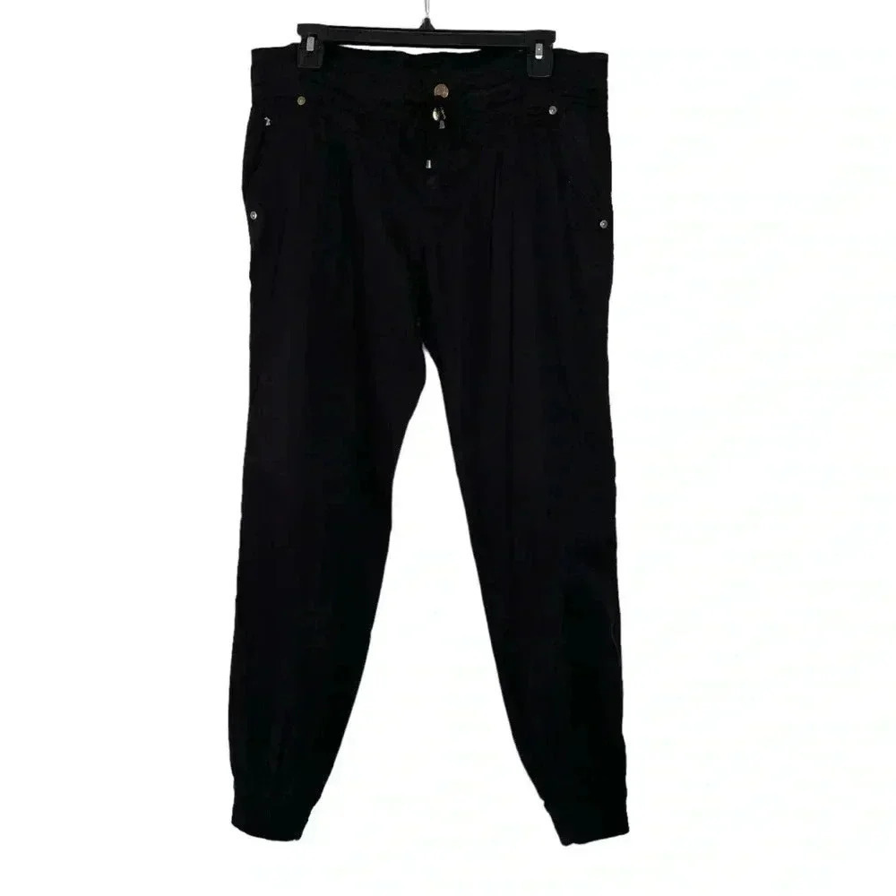 Tally Weijl Black Paper Bag Jogger Trouser Low Rise Black Pants Women Size L